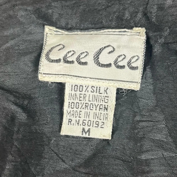 CeeCee Silk Blouse Womens Medium Black Gold Bead Sequin Formal VTG - Picture 4 of 8